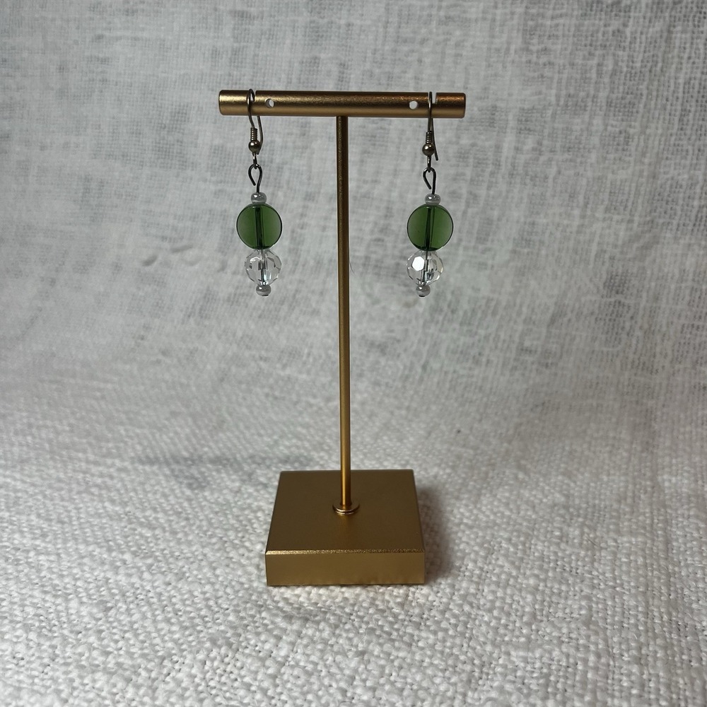 Green Clear Crystal Beaded Dangle Drop Earrings Casual Streetwear Preppy Y2K